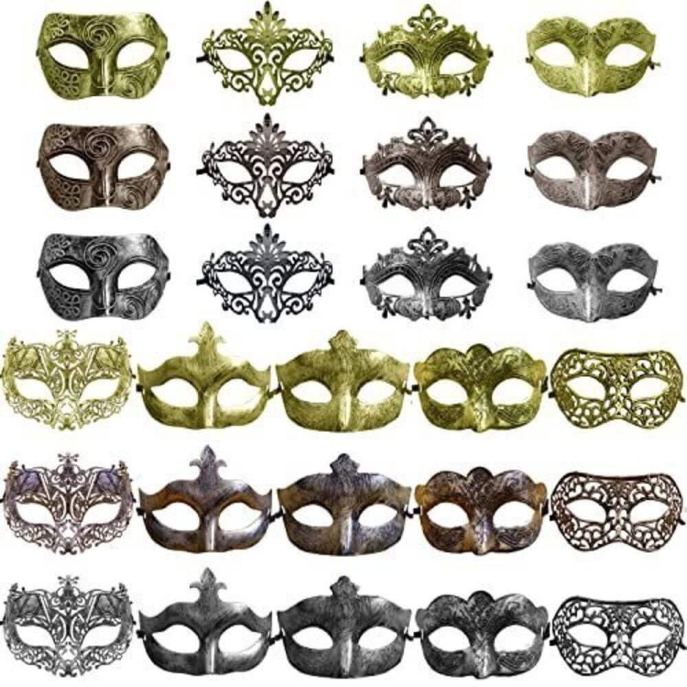 8834 27 Pcs Vintage Antique Masks Retro Masquerade Unisex Mask for Ball